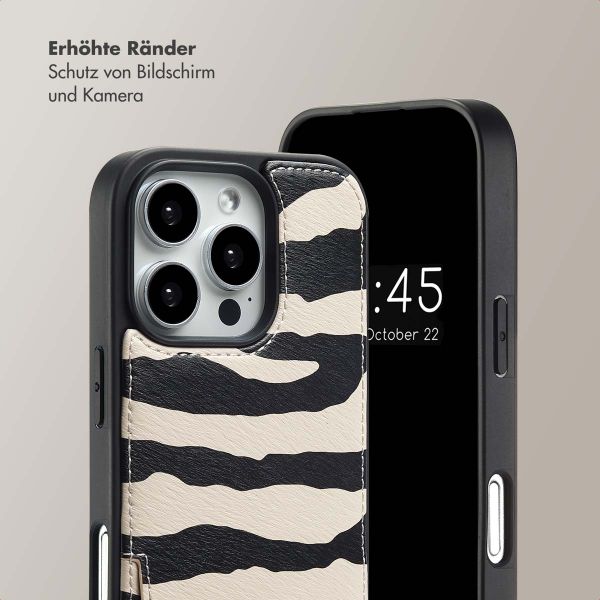 Selencia Nova HandyHülle mit Kordel und Kartenhalter Apple iPhone 16 Pro Max - Zazzy Zebra
