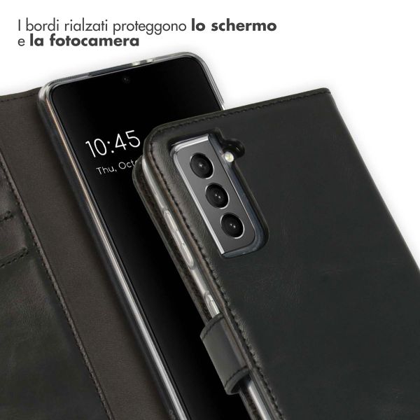 Echtleder Klapphülle Samsung Galaxy S21 - Schwarz