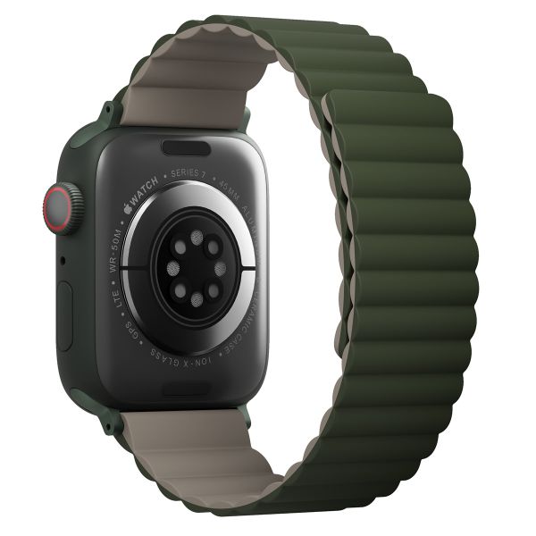 Uniq Revix doppelseitiges Armband für das  Apple Watch Series 1 t/m 11 / SE / Ultra (44/45/46/49 mm) - Pine (Green/Taupe)