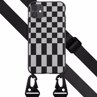 Selencia SilikonHülle design mit abnehmbarem Band iPhone 11 - Irregular Check Black