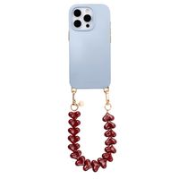 Selencia Rivièra MagSafe Backcover mit abnehmbaren Haken für das Apple iPhone 16 Pro Max - Powder Blue + Lova Handykette - Burgundy