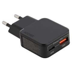 Accezz Ultra Slim GaN Ladegerät - USB-C + USB-A - 30 W - Schwarz
