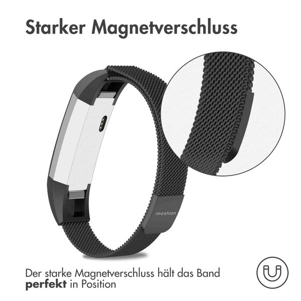 imoshion Mailändische Magnetarmband für das Fitbit Alta (HR) - Größe M - Schwarz