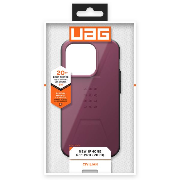 UAG Civilian Backcover MagSafe für das iPhone 15 Pro - Bordeaux