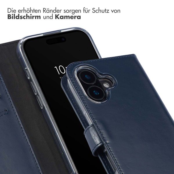 Selencia Echtleder Klapphülle für das Apple iPhone 16 Plus - Blau