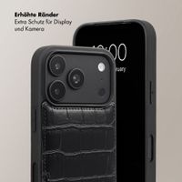 Selencia Nova Croco HandyHülle mit Kordel und Kartenhalter Apple iPhone 18 Pro / 17 Pro - Schwarz