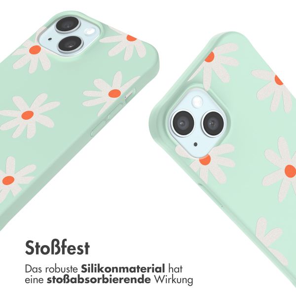 imoshion SilikonHülle design mit Band Apple iPhone 15 - Green Flower Distance