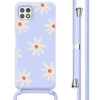 imoshion Silikonhülle design mit Band für das Samsung Galaxy A22 (5G) - Lila Flower Distance