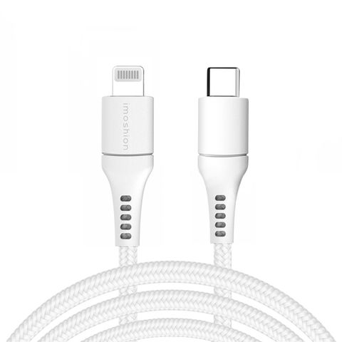 imoshion ﻿Lightning- auf USB-C-Kabel – nicht MFi-zertifiziert  – Geflochtenes Gewebe  – 3 m – Weiß