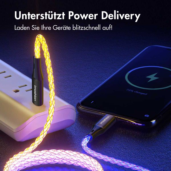 imoshion Leughtendes Schnellladekabel RGB - USB-C zu USB-C Kabel - 2 Meter