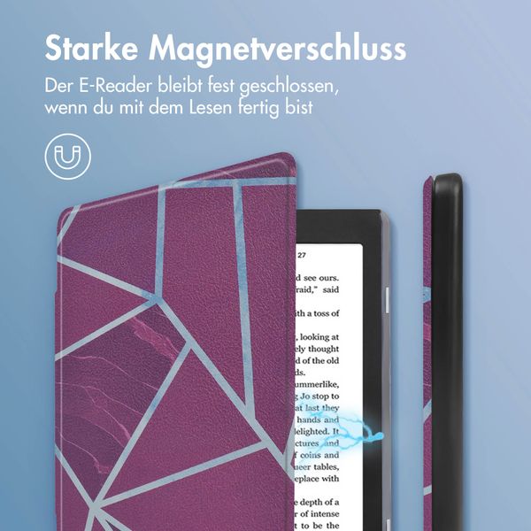 imoshion Design Slim Hard Case Klapphülle Kobo Nia - Bordeaux Graphic