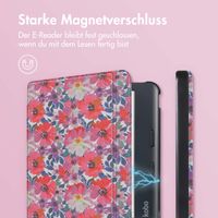 imoshion Design Slim Hard Case Sleepcover mit Stand für das Kobo Libra Colour / Tolino Vision Color - Flower Watercolor