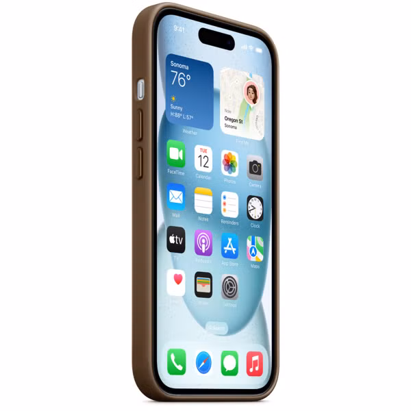 Apple FineWoven Back Cover MagSafe für das Apple iPhone 15 - Taupe