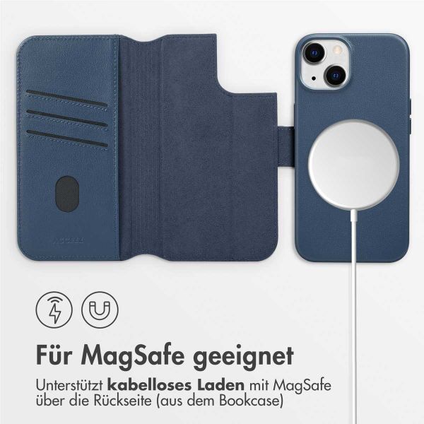 Accezz 2-in-1 Klapphülle aus Leder mit MagSafe für das iPhone 14 - Nightfall Blue