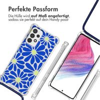 imoshion Design Hülle mit Band für das Samsung Galaxy A53 - Cobalt Blue Flowers Connect