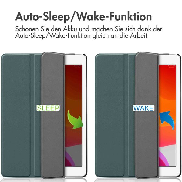 imoshion Trifold Klapphülle Apple iPad 9 (2021) 10.2 Zoll / iPad 8 (2020) 10.2 Zoll / iPad 7 (2019) 10.2 Zoll - Dunkelgrün