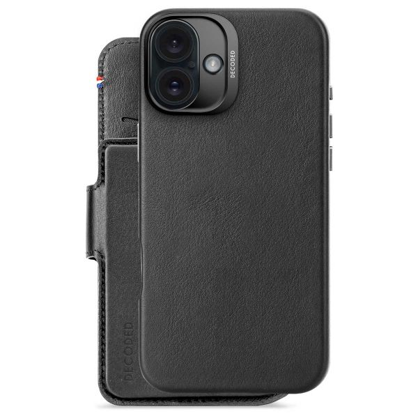 Decoded 2 in 1 Leather Klapphülle MagSafe Apple iPhone 16 Plus - Schwarz