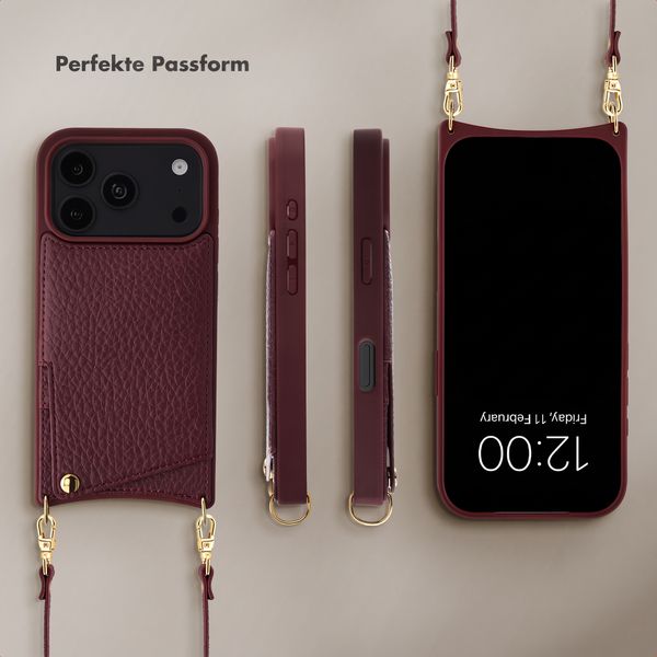 Selencia Nova HandyHülle mit Kordel und Kartenhalter Apple iPhone 18 Pro Max / 17 Pro Max - Bold Burgundy