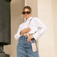 Selencia SilikonHülle design mit abnehmbarem Band Apple iPhone 15 Plus - Irregular Check Sand Pink