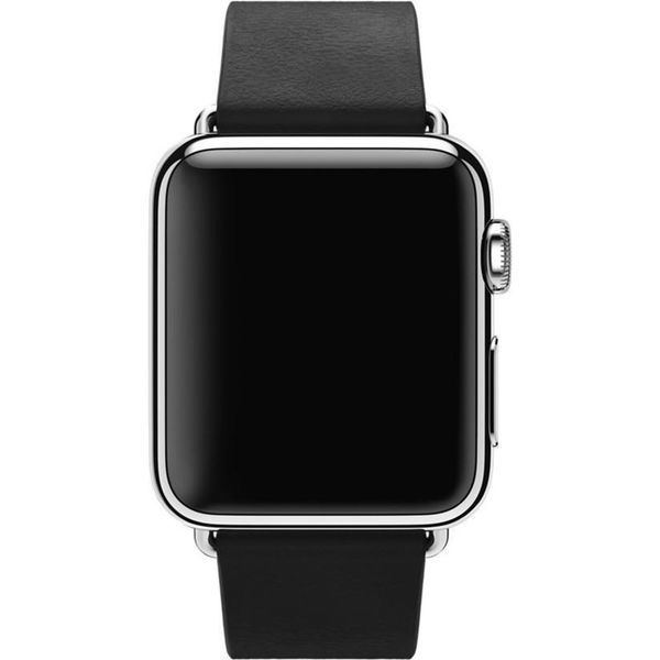 Apple Leather Band Modern Buckle für die Apple Watch Series 1 bis 9 / SE (38/40/41 mm) | Series 10 (42 mm) - Größe L - Schwarz