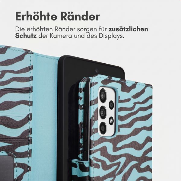 imoshion Design Klapphülle Samsung Galaxy A52(s) (5G/4G) - Black Blue Stripes