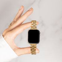 Selencia Jubilee inspiriertes schmales Edelstahlarmband für die Apple Watch Series 1 bis 9 / SE (38/40/41 mm) | Series 10 (42 mm) - Gold