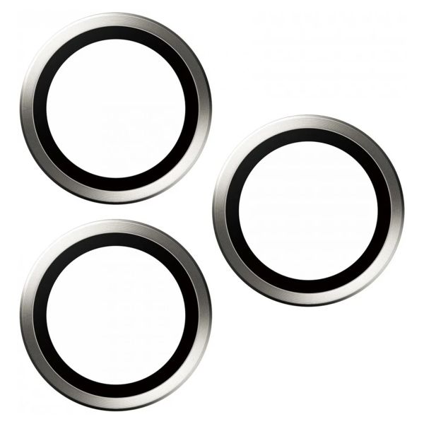 PanzerGlass Kameraprotektor Hoops Optic Rings für das Apple iPhone 15 Pro / 15 Pro Max - White Titanium