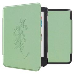 imoshion Design Slim Hard Case Sleepcover für das Kobo Clara Colour / Kobo Clara BW - Floral Green