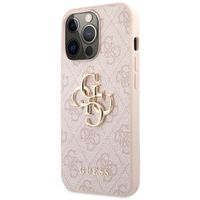 Guess 4G Metal Logo Back Cover Apple iPhone 13 Pro - Roze & Goud / Pink & Gold