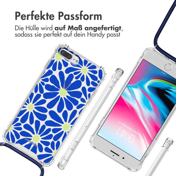 imoshion Design Hülle mit Band Apple iPhone 8 Plus / 7 Plus - Cobalt Blue Flowers Connect