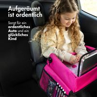 imoshion Reisetisch - Tablethalter Auto - 7 Aufbewahrungsfächer - Inklusive 2 Malvorlagen - Rosa