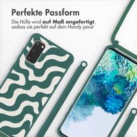 imoshion Silikonhülle design mit Band für das Samsung Galaxy S20 - Petrol Green Groovy