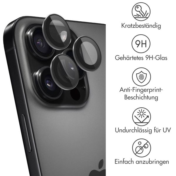 imoshion 2er-Pack Objektivschutz für Kamera für das Apple iPhone 16 Pro / 16 Pro Max - Schwarz / Titanium
