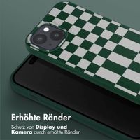 Selencia Silikonhülle design mit abnehmbarem Band für das iPhone 15 Plus - Irregular Check Green