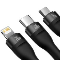 Baseus Flash Series 2 – 3-in-1-Schnellladekabel – USB-A zu USB-C/Lightning/Micro-USB – 100 Watt – 1,2 Meter – Schwarz