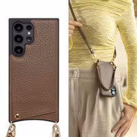 Selencia Nova HandyHülle mit Kordel und Kartenhalter Samsung Galaxy S24 Ultra - Mocha Brown