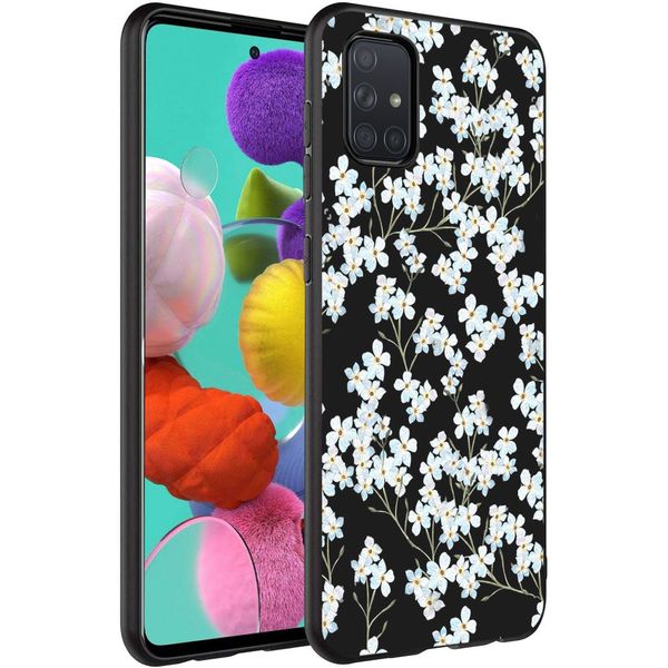 imoshion Design Hülle Samsung Galaxy A71 - Blume - Weiß / Schwarz