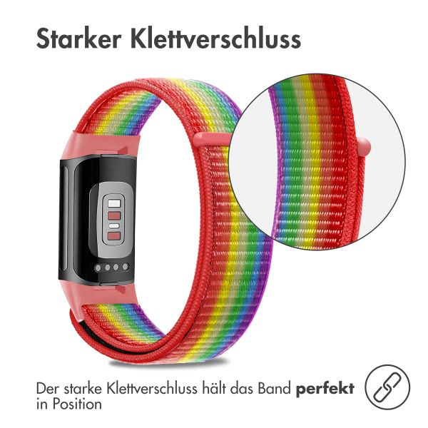 imoshion Nylonarmband für das Fitbit Charge 5 / Charge 6 - Größe S - Rainbow