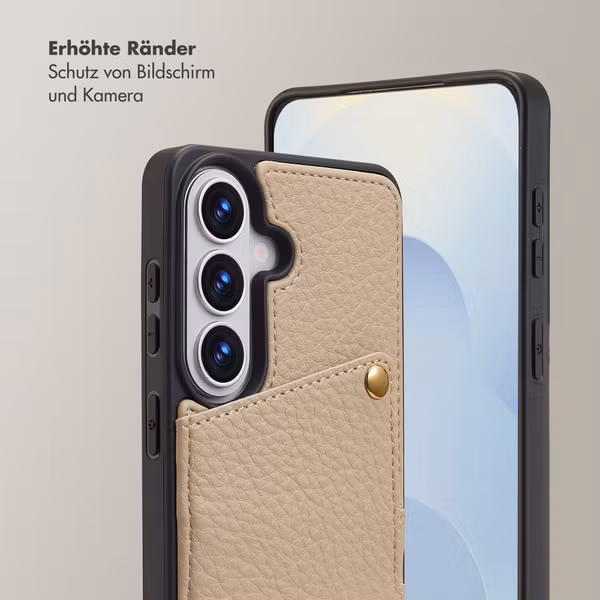 Selencia Nova HandyHülle mit Kordel und Kartenhalter Samsung Galaxy S26 - Beige