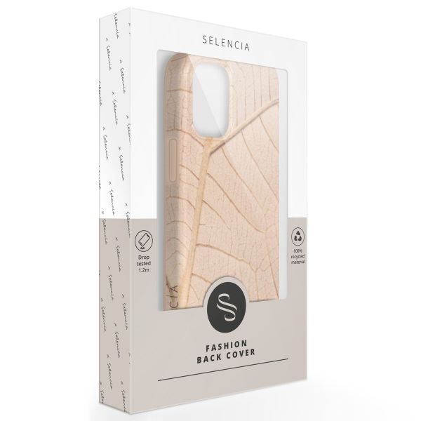 Selencia Aurora Fashion Back Case für das iPhone 12 (Pro) - ﻿Strapazierfähige Hülle - 100 % recycelt - Earth Leaf Beige