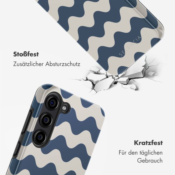 Selencia Vivid Tough Back Cover für das Samsung Galaxy S23 - Wave Vibes Classic Blue