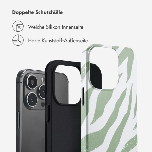 Selencia Vivid Back Cover Apple iPhone 13 Pro - Colorful Zebra Sage Green