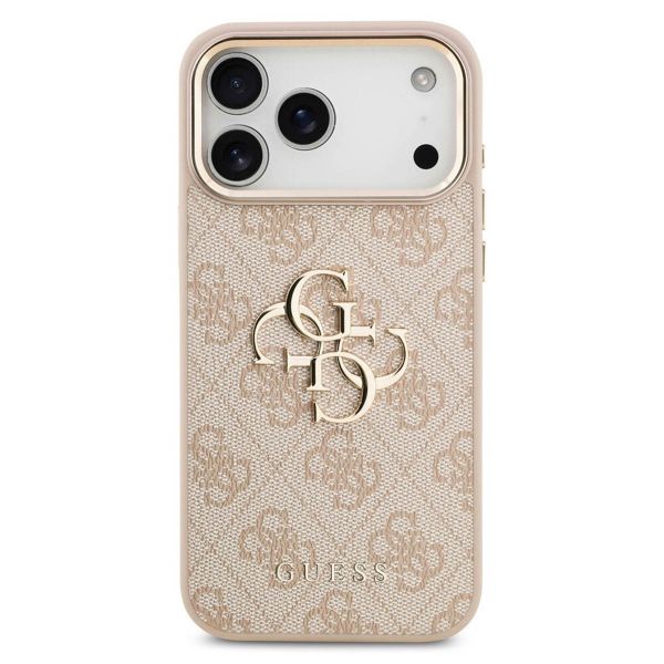 Guess 4G Metal Logo Back Cover Apple iPhone 17 Pro Max - Gold Edge - Pink