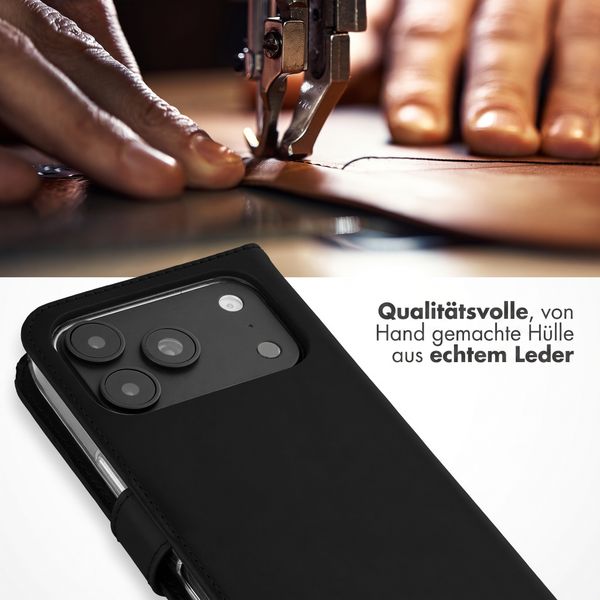 Selencia Echtleder Klapphülle Apple iPhone 18 Pro Max / 17 Pro Max - Schwarz