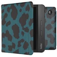 imoshion Design Slim Hard Sleepcover mit Stand für das Kobo Libra H2O -Green Leopard