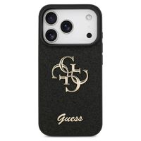 Guess 4G Metal Logo Back Cover mit Glitter Apple iPhone 17 Pro - Schwarz