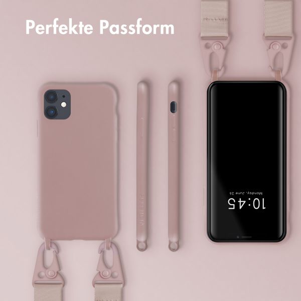 Selencia Silikonhülle mit abnehmbarem Band für das iPhone 11 - Sand Pink