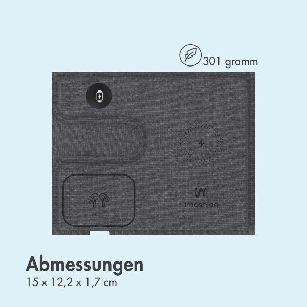 imoshion 3-in-1 Faltbares kabelloses Ladegerät Apple - iPhone / AirPods / Apple Watch – Grau