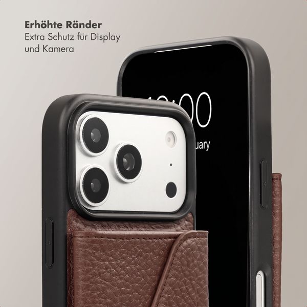 Selencia Sera HandyHülle mit Kordel und Umschlag-Kartenhalter Apple iPhone 17 Pro Max - Chocolate Brown
