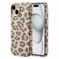 Selencia Sabi Backcover Leopardenmuster mit MagSafe Apple iPhone 15 - Soft Ivory